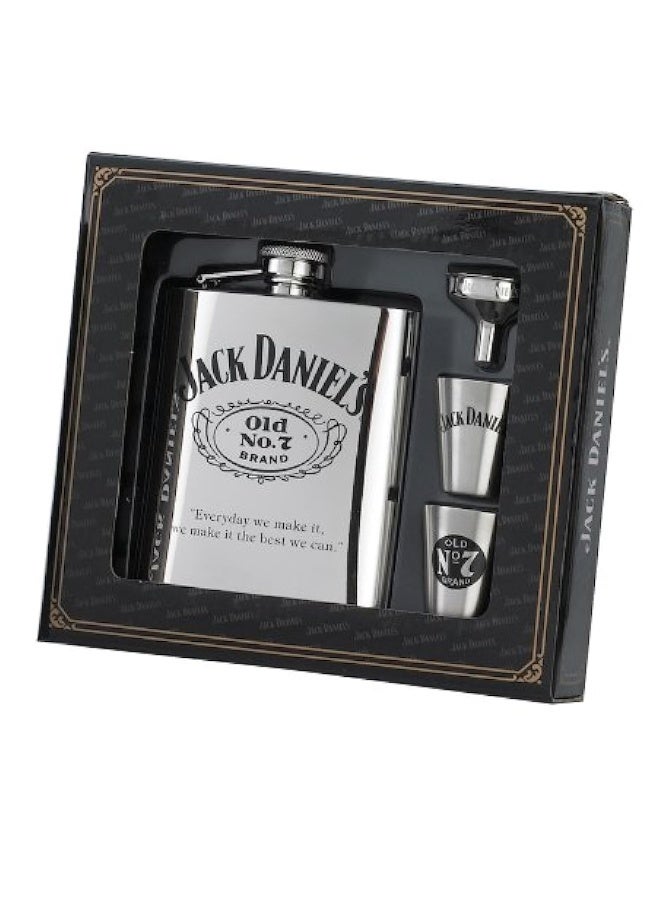 Jack Daniels Licensed Barware طقم هدايا باروير مرخص من جاك دانييلز، 6 أونصات/1 أونصة، فضي - Image 1